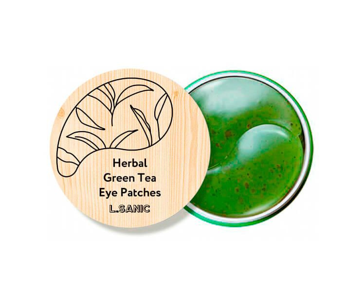 Патчи гидрогелевые с экстрактом зеленого чая, 60 шт, Herbal Green Tea Hydrogel Eye Patches, L.Sanic, #1