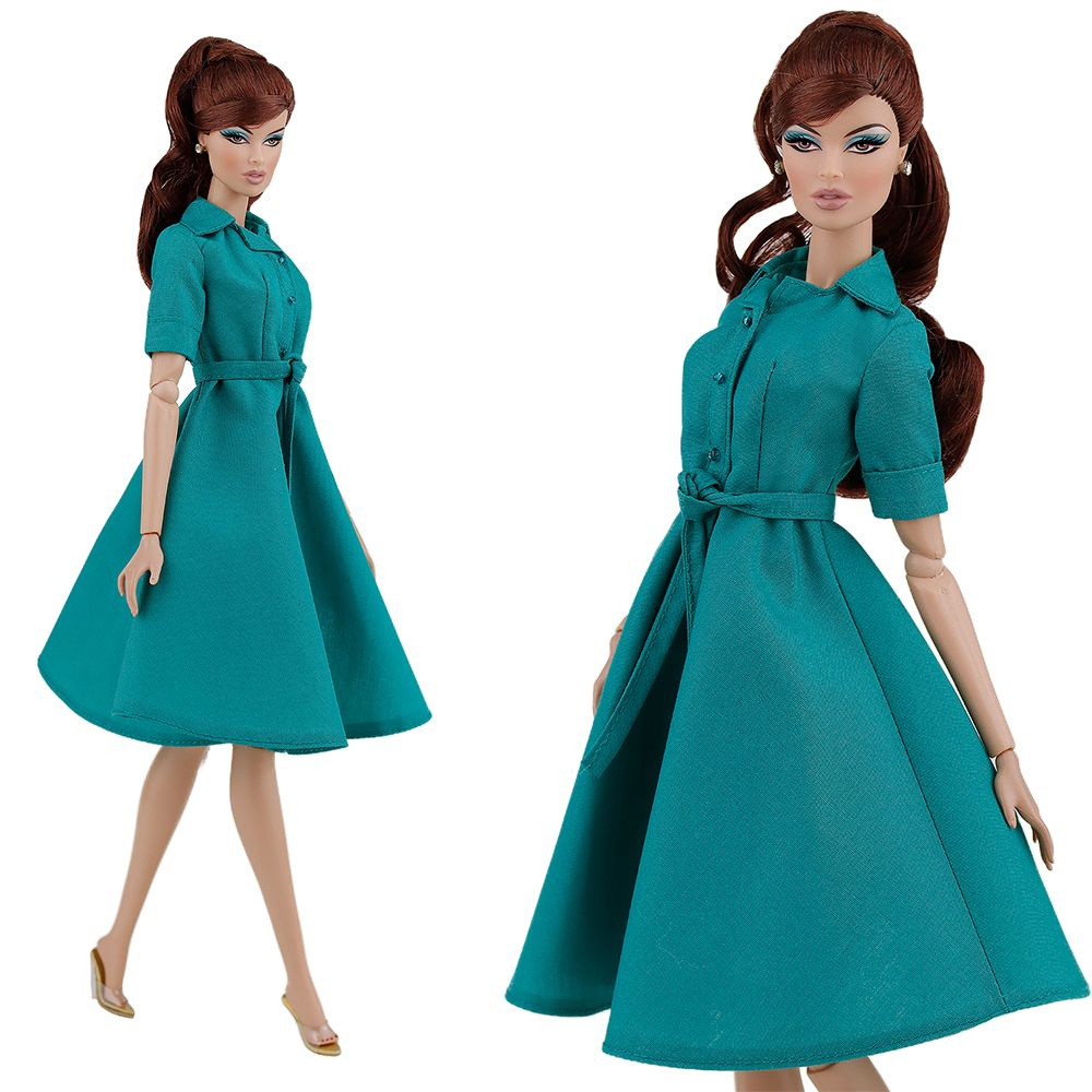 Платье-рубашка цвета "Малахит" для кукол 29 см одежда для куклы типа Барби, Poppy Parker, Fashion Royalty #1