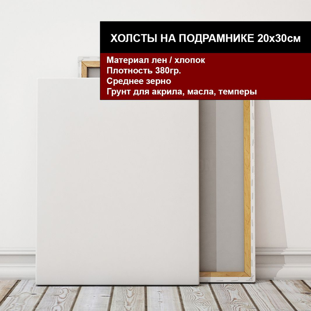 Холст на подрамнике 30х20 грунтованный 20 x 30 см, 380 г/м2 #1