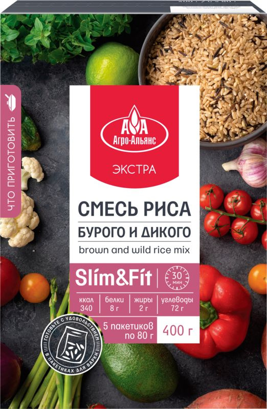 Смесь риса АГРО-АЛЬЯНС Экстра бурого и дикого в пакетиках 1-й сорт, 5 шт по 80 г / Рисовая крупа  #1