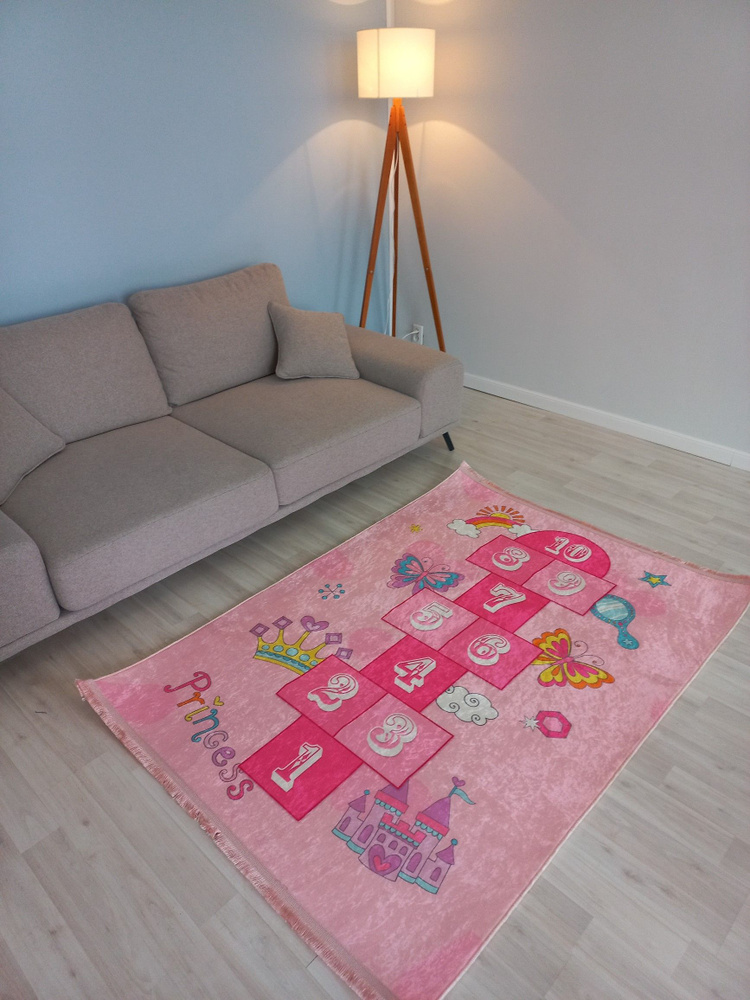 Коврик для детской комнаты, 120*180 см, Турция, классики розовые с замком  #1