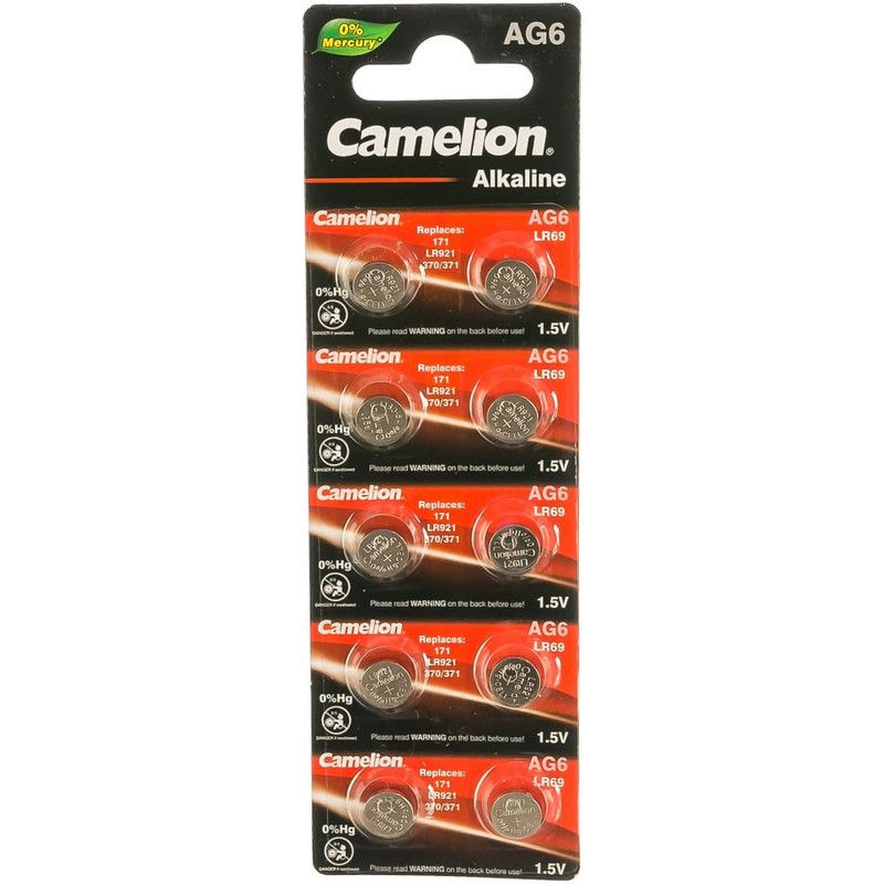 Camelion Батарейка LR69 (LR920, AG6, G6), L (щелочной) тип, 1,5 В, 10 шт #1