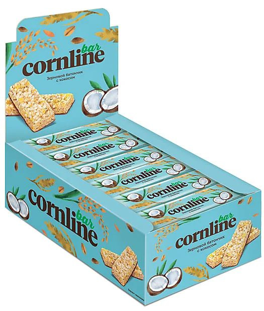 Cornline, зерновой батончик с кокосом, 30 г (упаковка 18 шт.) #1
