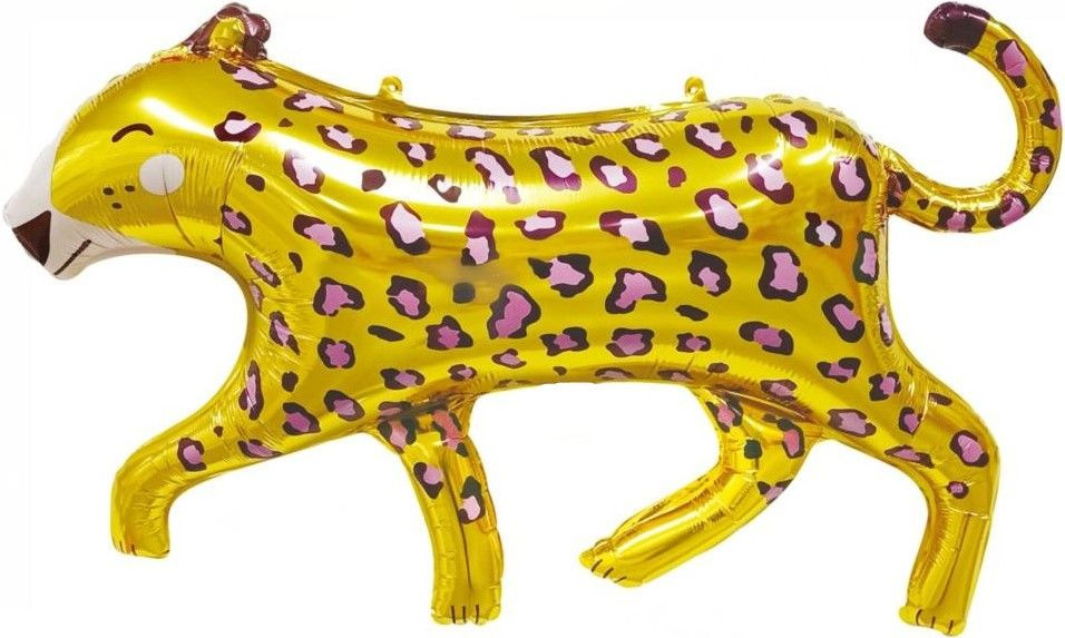 Шар фольгированный фигурный воздушный (46''/117 см) Фигура, Леопард, Золото, 1 шт.  #1