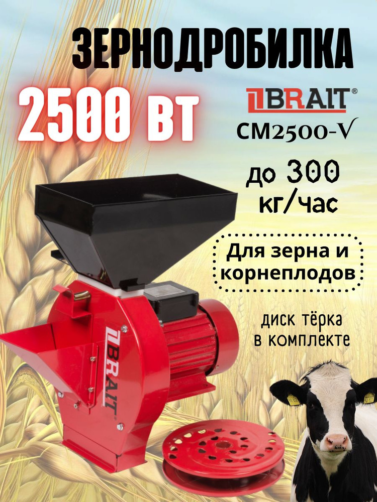 Зернодробилка электрическая BRAIT СМ2500-V (мощность 2500Вт, производительность 300кг/ч, напряжение 220В) #1