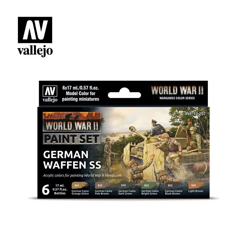 Набор красок Vallejo Model Color Set - WWII German Waffen SS 70207 (6 красок по 17 мл)  #1