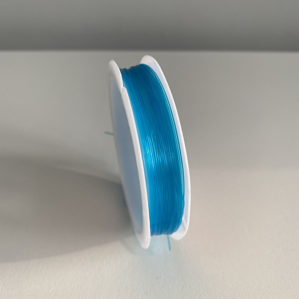 Нитка-резинка эластичная, силиконовая для бус/бисера/браслета 0,8 мм, длина 12 м цвет голубой  #1