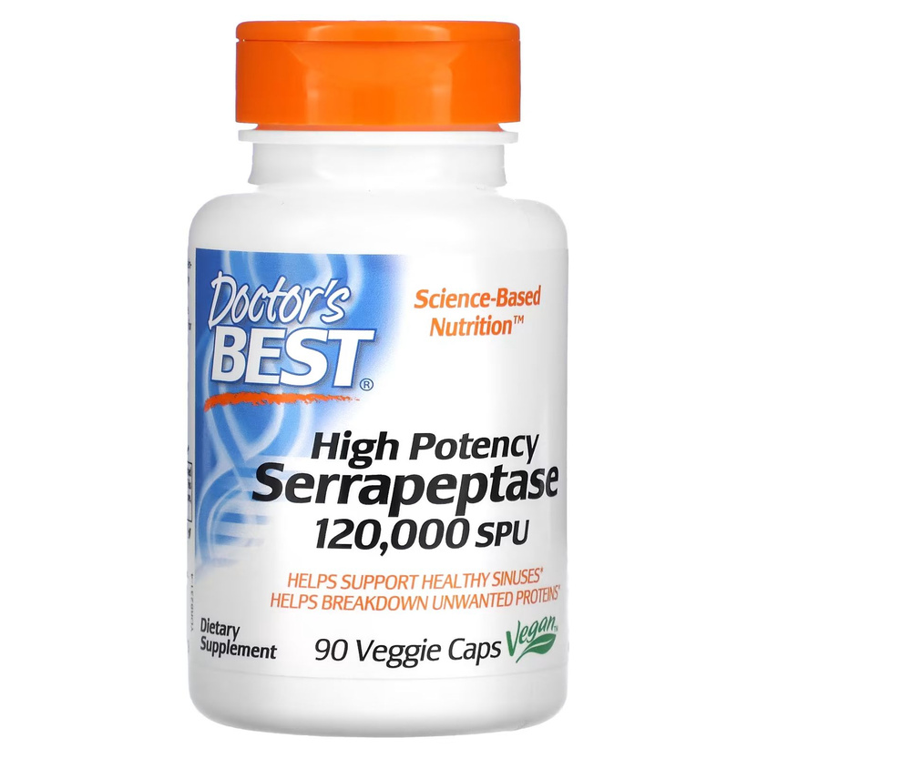 Серрапептаза Doctor's Best Serrapeptase 120.000 SPU, 90 вегетарианских ...