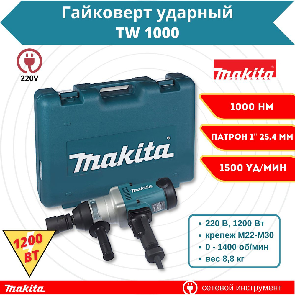 Ударный гайковерт Makita TW1000 - купить в интернет-магазине OZON с ...