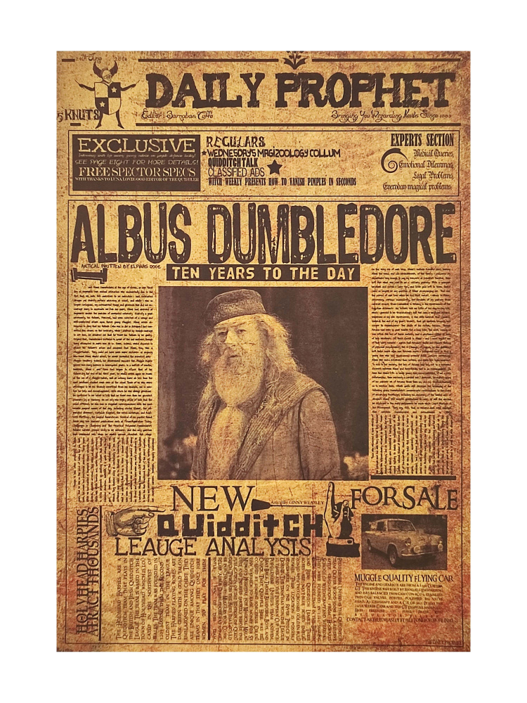 Плакат Гарри Поттер Daily Prophet "Albus Dumbledore 10 years to the day" #1