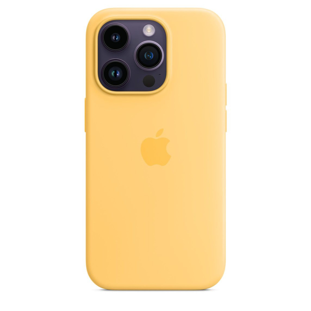 Панель-накладка Apple Silicone Case with MagSafe Yellow для 14 Pro (с логотипом)  #1