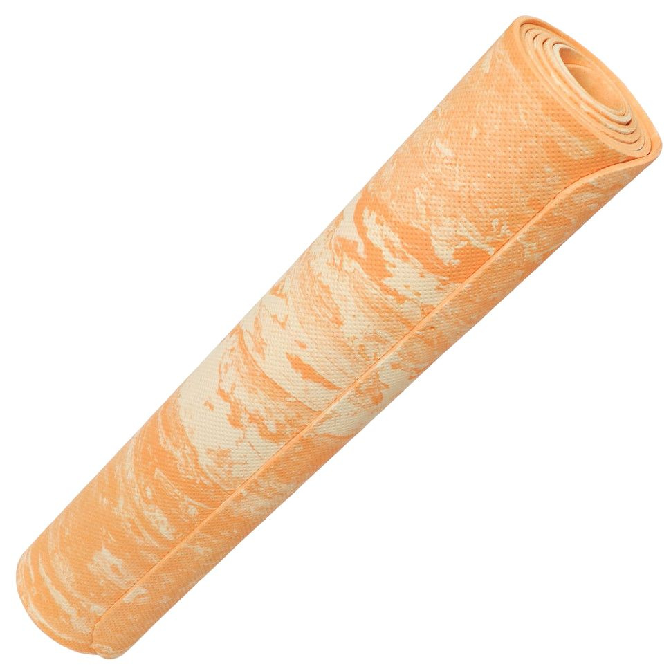 Коврик для йоги ЭВА 173х61х0,5 см E40034 (оранжевый Мрамор) #1