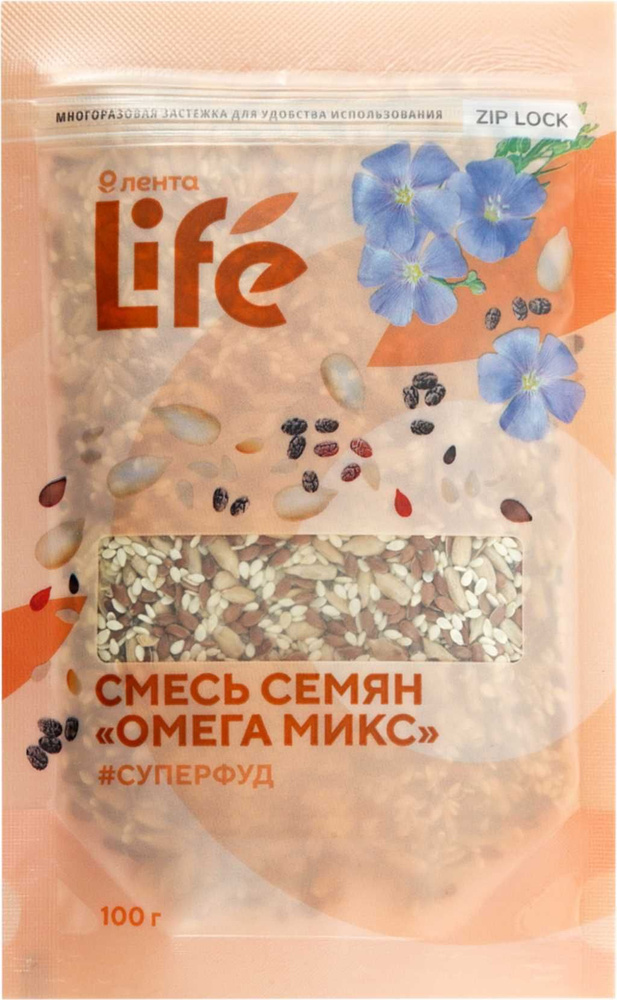 Смесь семян ЛЕНТА LIFE Омега микс, 100г - 4 шт. #1