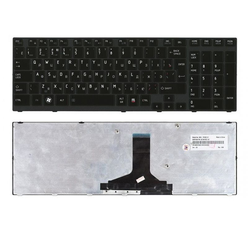Клавиатура для ноутбука Toshiba Satellite A660, A665, Qosmio X770, P750, P755 черная, рамка черная  #1