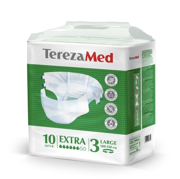 Подгузники для взрослых TerezaMed Extra размер Large (№3), объем талии 100-150 см, 10 шт.  #1