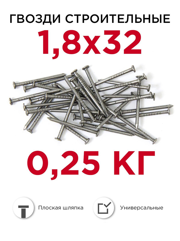 Гвозди строительные, Профикреп 1,8 х 32 мм, 0,25 кг #1