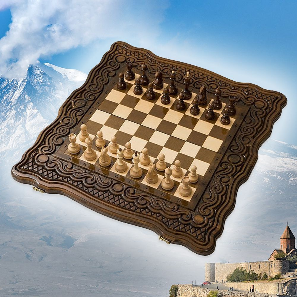 Шахматы и нарды деревянные 50 х 54 см бук Армения #1