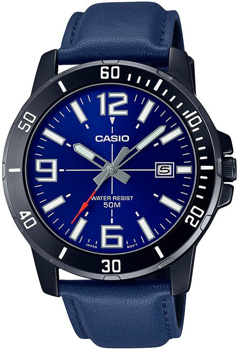 Кварцевые мужские наручные часы Casio Collection MTP-VD01BL-2B с индикацией текущей даты  #1