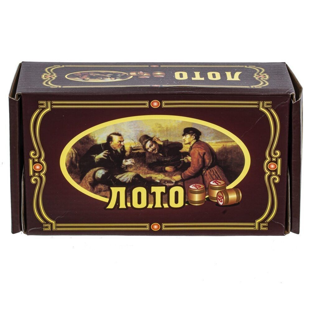 Игра настольная "Лото" в коробке, Игра "Русское лото" с деревянными бочонками, передвижками, мешочек #1