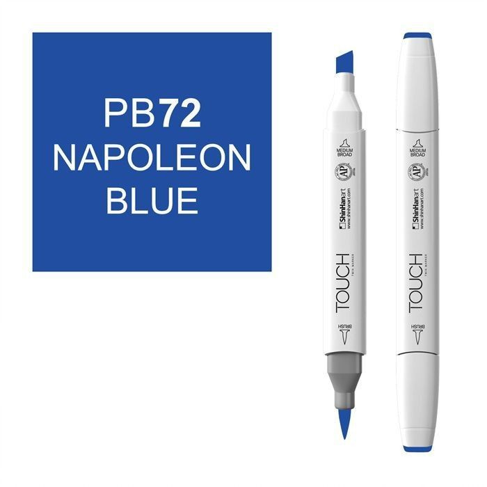 Маркер TOUCH BRUSH двухсторонний на спиртовой основе PB72 Napoleon Blue  #1