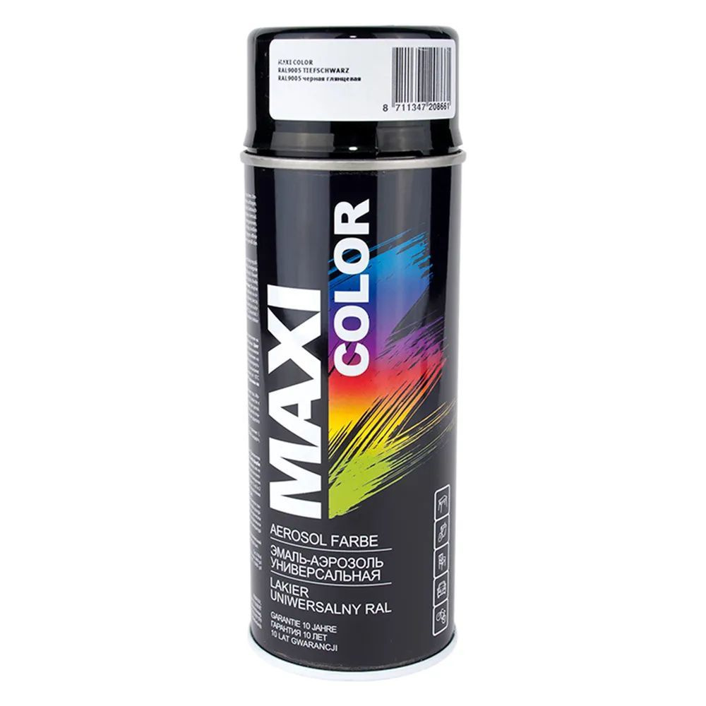 Краска Maxi Color RAL9005 Эмаль-аэрозоль черная матовая 400мл 9005mMX  #1