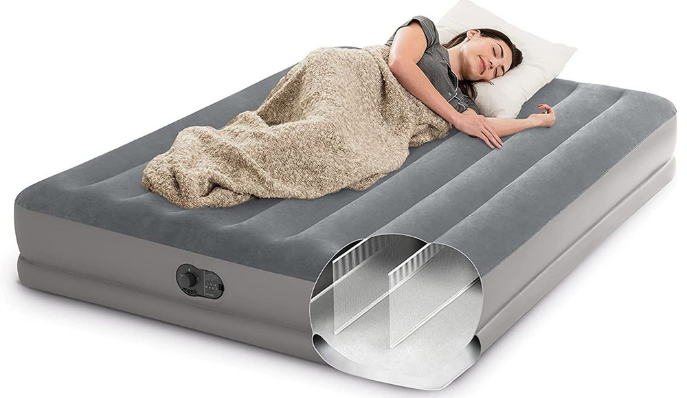 Кровать надувная для сна с насосом USB Intex Prestige 152 х 203 х 30 cm 64114  #1
