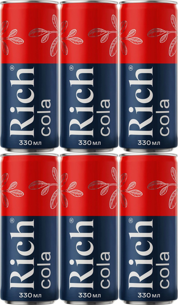 Газированный напиток Rich Cola 0,33 л, комплект: 6 упаковок по 330 мл  #1