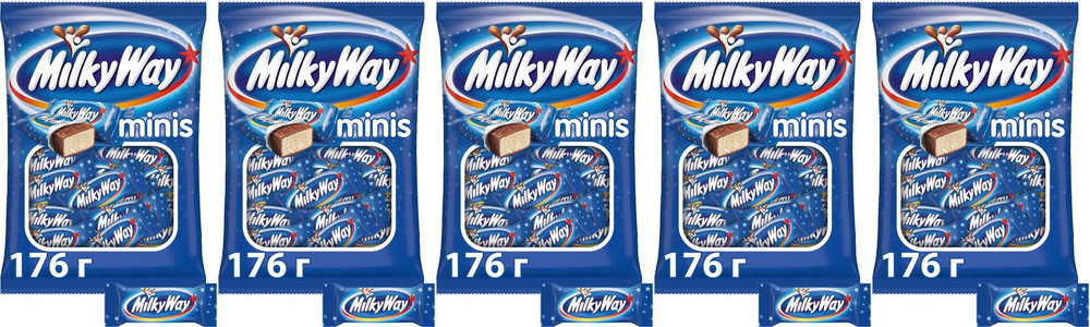 Конфеты шоколадные Milky Way Minis, комплект: 5 упаковок по 176 г  #1