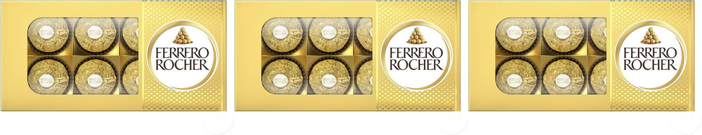 Шоколадные конфеты Ferrero Rocher, комплект: 3 упаковки по 75 г #1