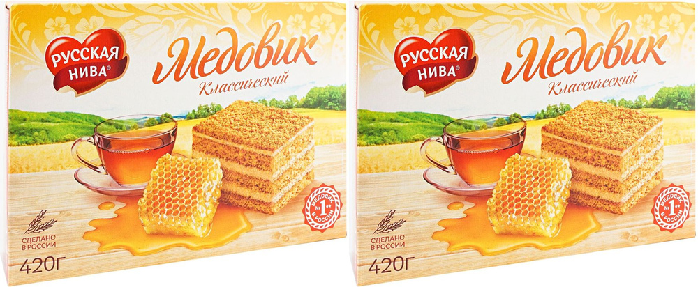 Торт Русская Нива Медовик классический, комплект: 2 упаковки по 340 г  #1