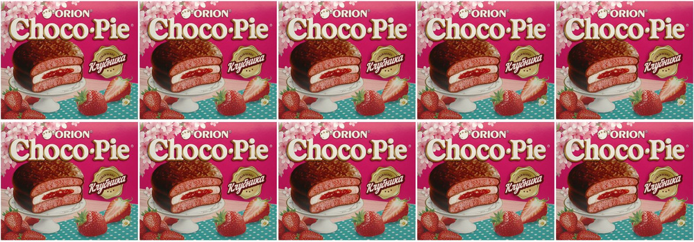 Пирожное Choco Pie Клубника, комплект: 10 упаковок по 360 г #1