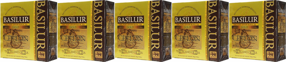 Чай черный Basilur Чайный остров Цейлон Gold в пакетиках 2 г 100 шт, комплект: 5 упаковок по 200 г  #1
