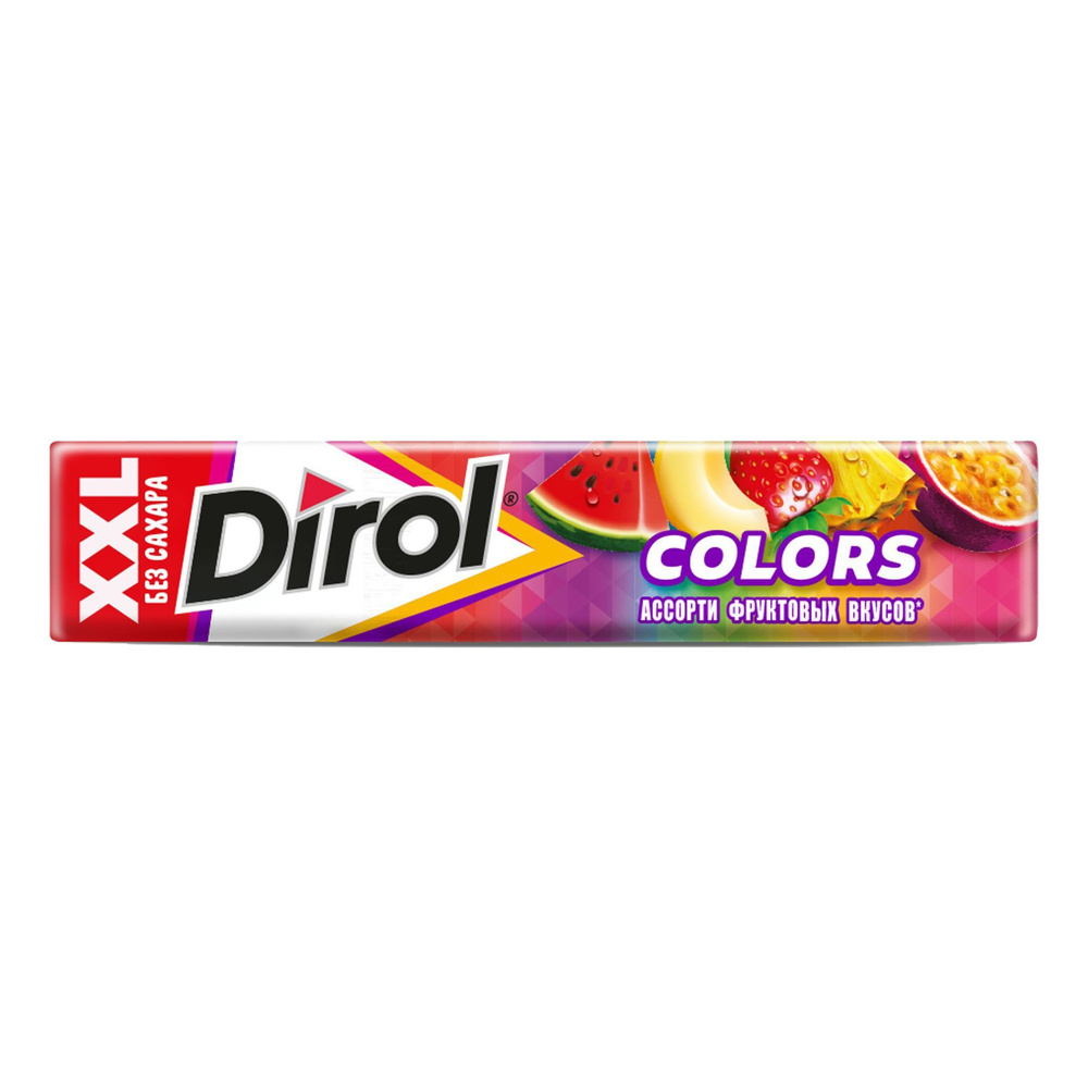 Жевательная резинка Dirol Colors XXL Ассорти фруктовых вкусов, комплект: 12 упаковок по 19 г  #1
