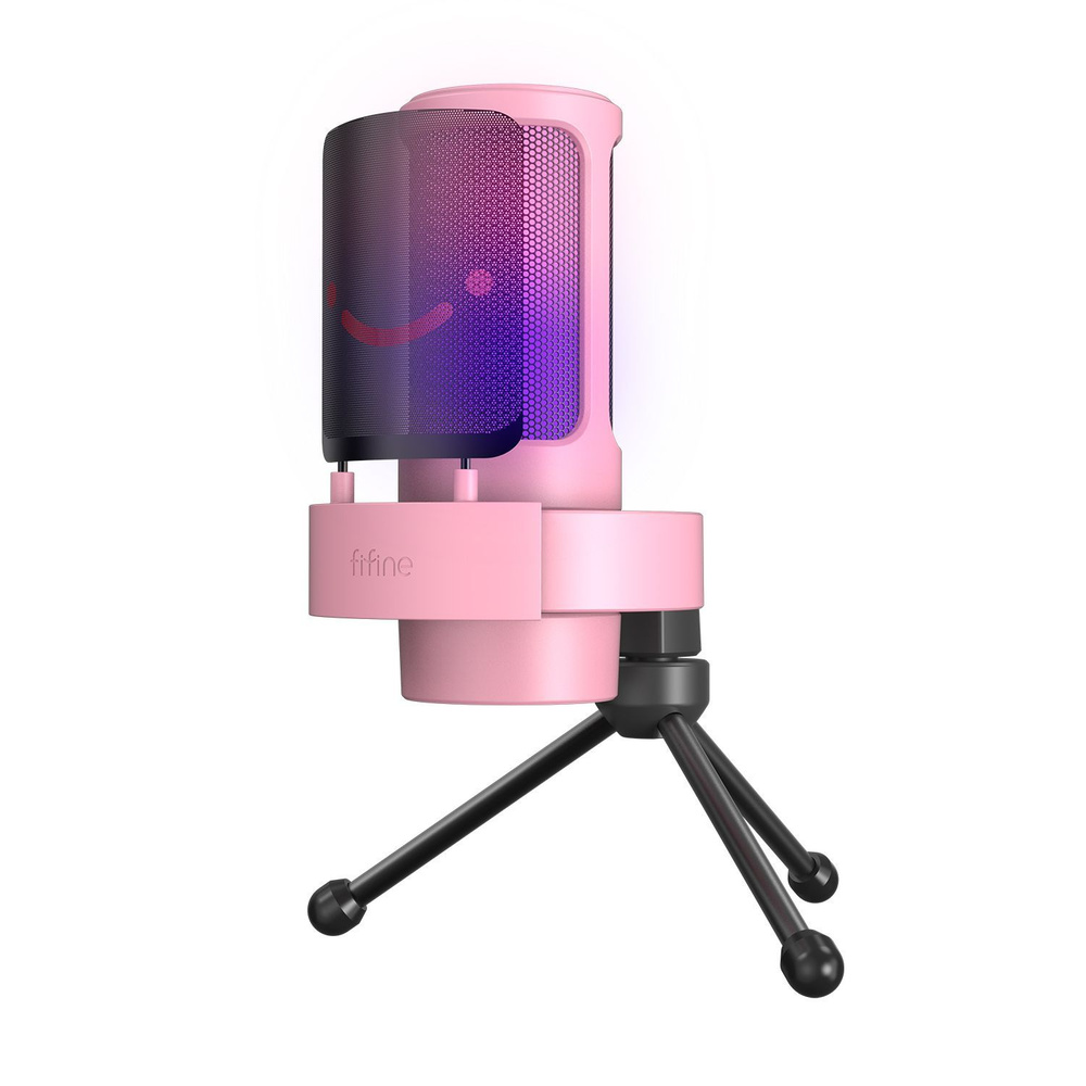 Fifine Микрофон игровой (для стриминга) A8 V AmpliGame с RGB подсветкой, розовый  #1