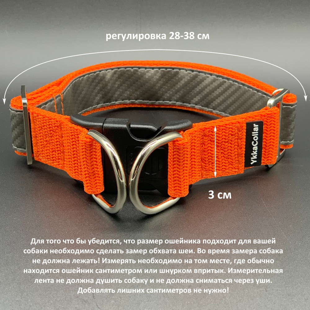 Ошейник на фастексе с регулировкой YkkaСollar для собаки, шириной 3 см на обхват шеи 28-38 см  #1