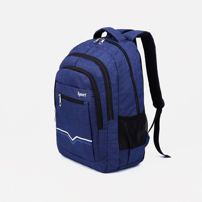 Рюкзак на молнии, 2 наружных кармана, цвет синий #1