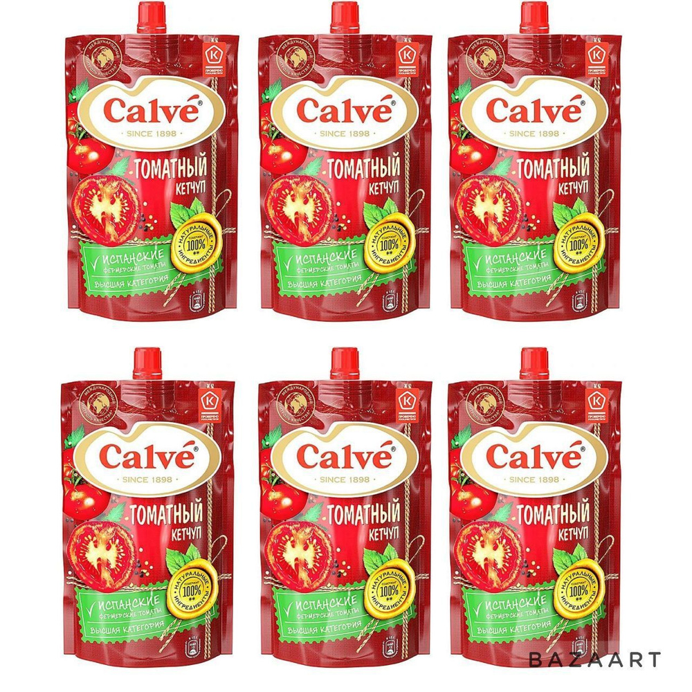 Calve, кетчуп Томатный,6 шт по 350 г #1