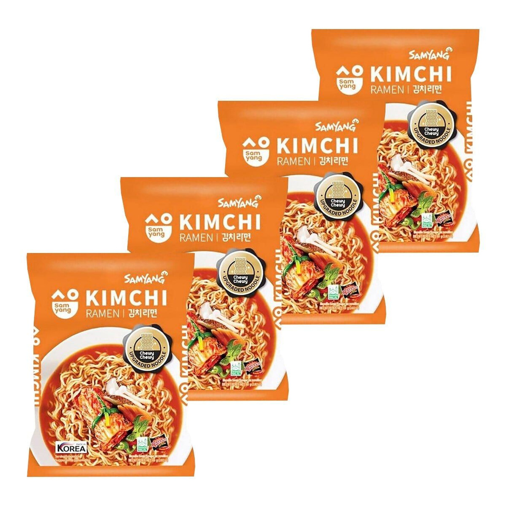 Лапша быстрого приготовления Kimchi Ramen со вкусом кимчи Samyang, пачка 80 г х 4 шт  #1