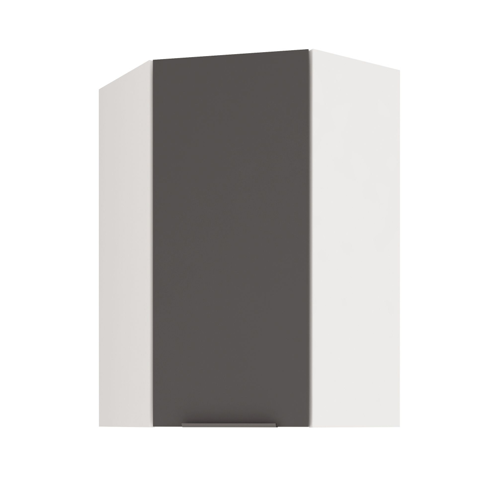 Кухонный модуль навесной угловой LeoLana COLOR, распашной, высокий, Черный графит/Белый, 60х60х96 см, #1