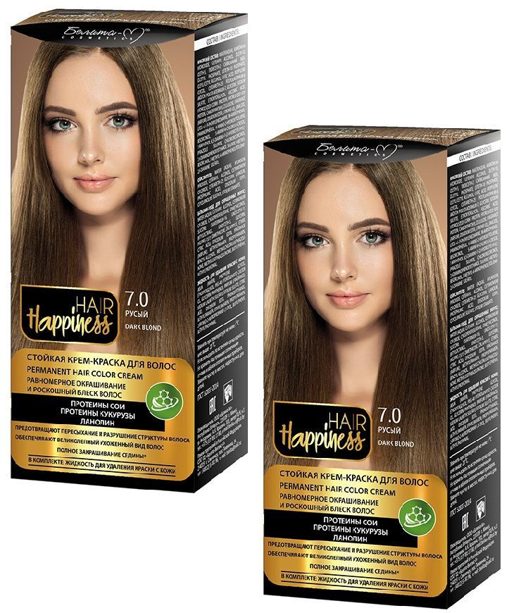 Белита-М Крем-краска для волос HAIR HAPPINESS стойкая, 2 шт, тон 7.0 РУСЫЙ  #1