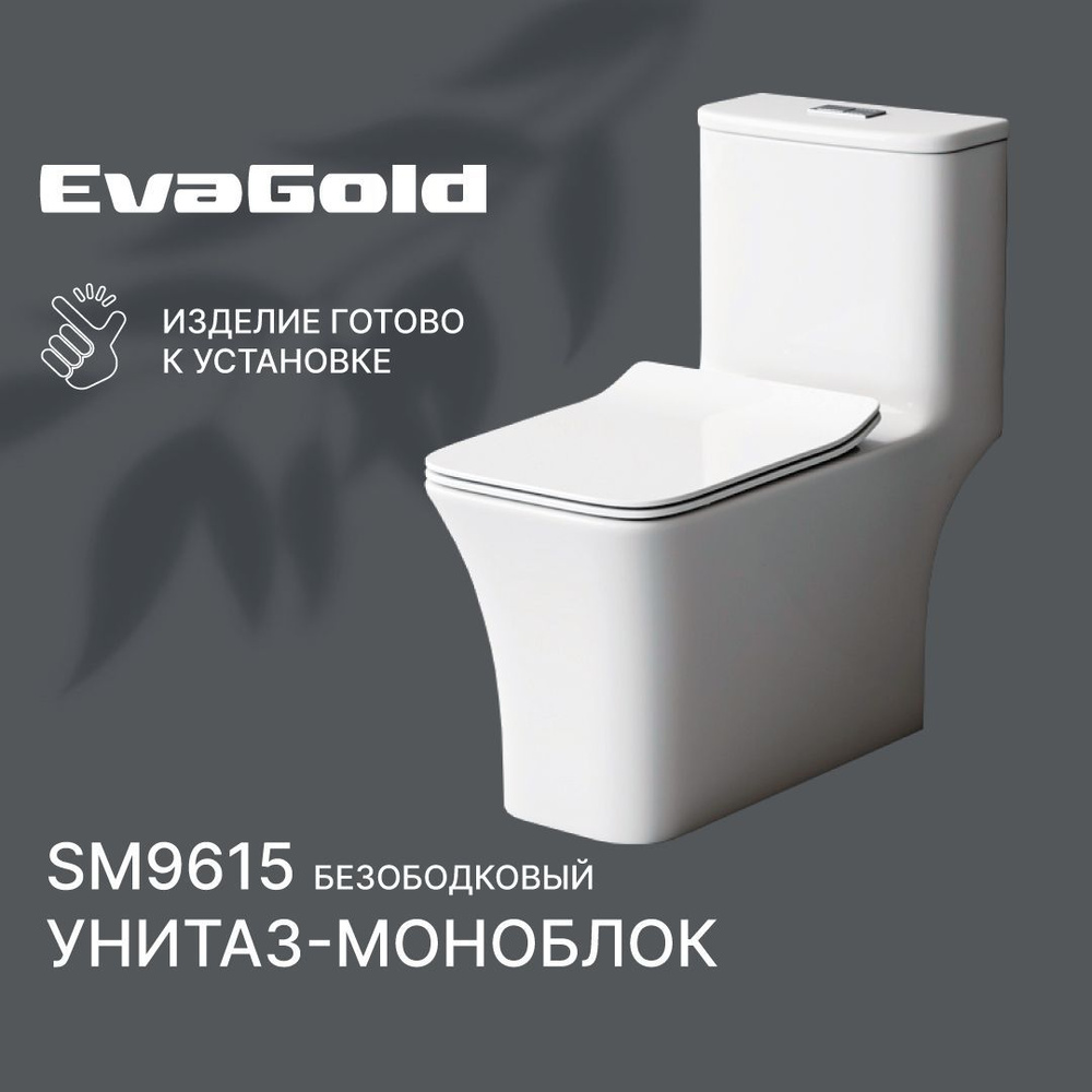 Унитаз напольный моноблок EvaGold SM 9615 с гофрой и подводкой  #1