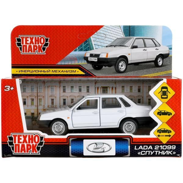 Машина Lada 21099 Спутник 12 см белая металл инерция Технопарк 21099-12-WH  #1