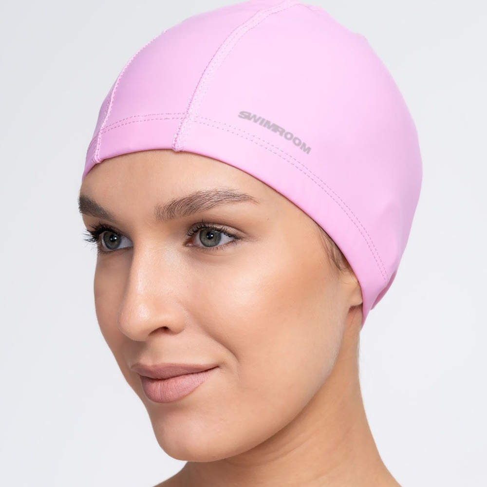 Комбинированная шапочка для плавания SwimRoom "PU Swim Cap", Взрослая, Цвет розовый  #1