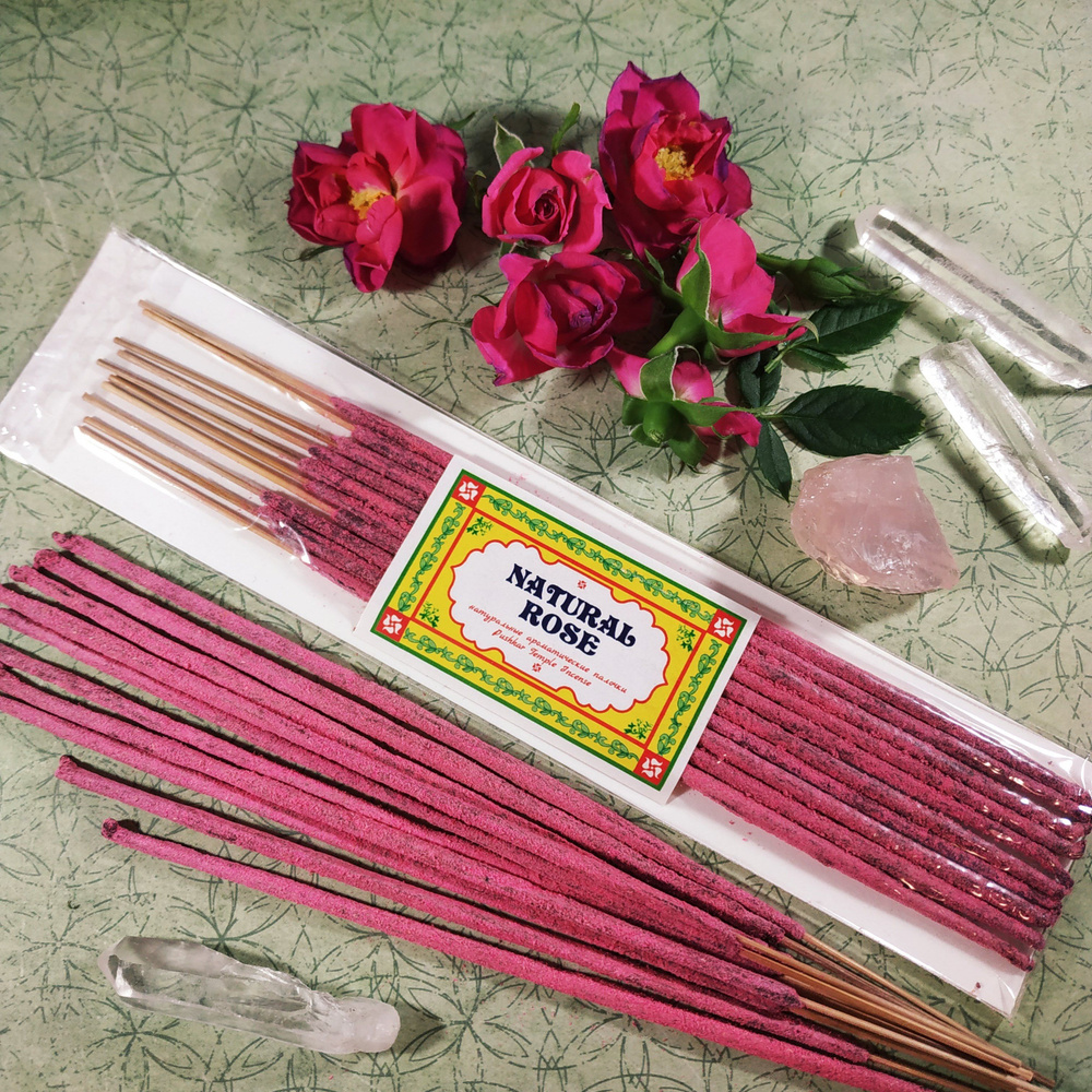 NATURAL ROSE ( РОЗА ) Пушкарские храмовые пыльцовые масала благовония PUSHKAR TEMPLE INCENSE (15гр.) #1