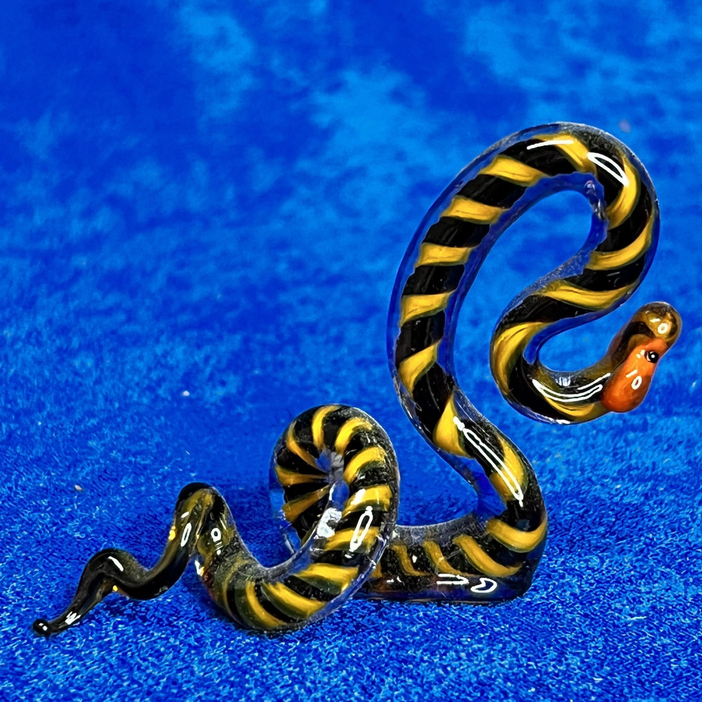 Фигурка стеклянная "Змея" Черно-Желтая #1