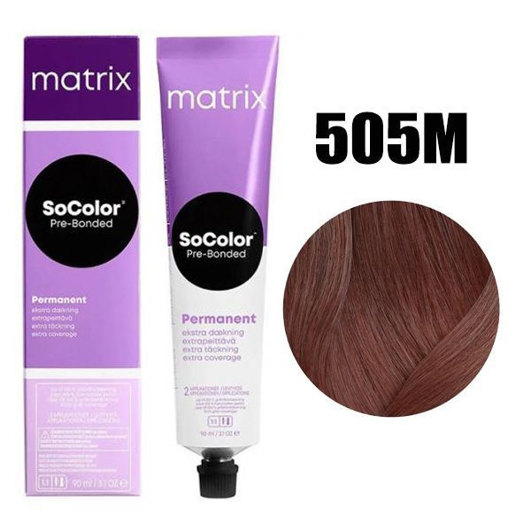 Matrix Перманентная краска для волос с бондером SoColor Pre-Bonded, 505M (505.8) светлый шатен мокка, #1