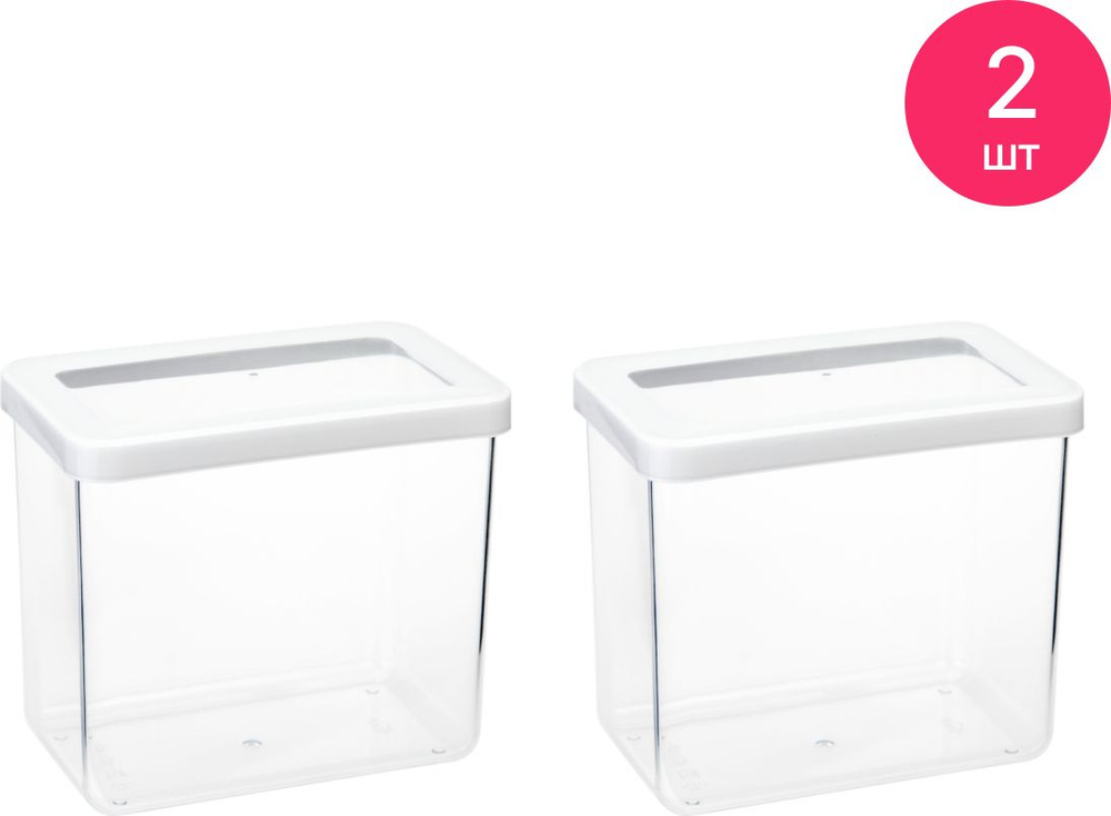 Банка для сыпучих продуктов Idea / Идея Степ с крышкой пластик прозрачный 1.7л / посуда для кухни / контейнер #1