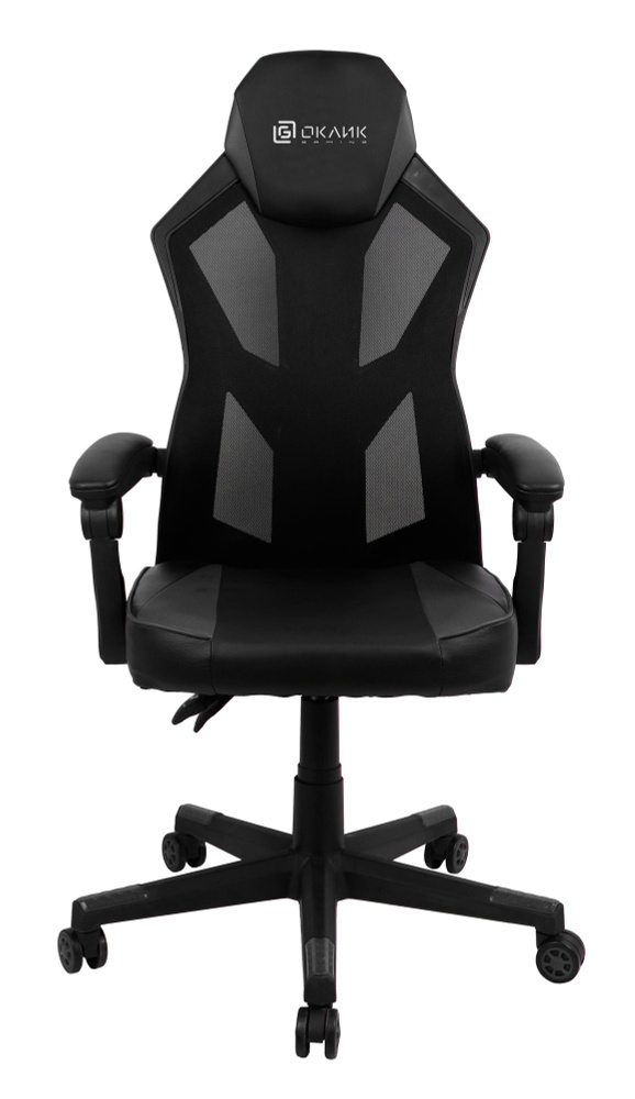Кресло игровое Оклик -121G черный сиденье черный искусст.кожа/сетка с подголов. крестов. пластик черный #1