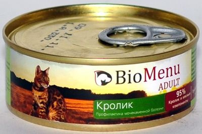 Полнорационный влажный корм BioMenu консервы для кошек паштет с Кроликом 100г  #1