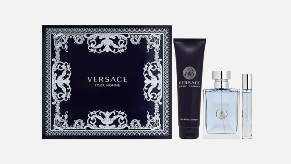 Versace Pour Homme Набор Туалетная вода 100 мл + шампунь для волос и тела 150 мл + миниатюра туалетная #1